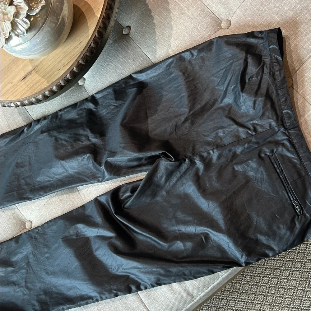 Vintage 1980s RARE Katharine HAMNETT Black Polished Coated Polyamide Ble Trouser